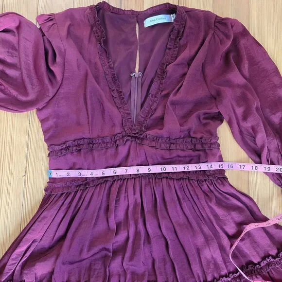 GAL Ruffle VNeck Dress M Red Mini Boho Festival Grunge Renaissance Goth Feminine - Picture 11 of 15